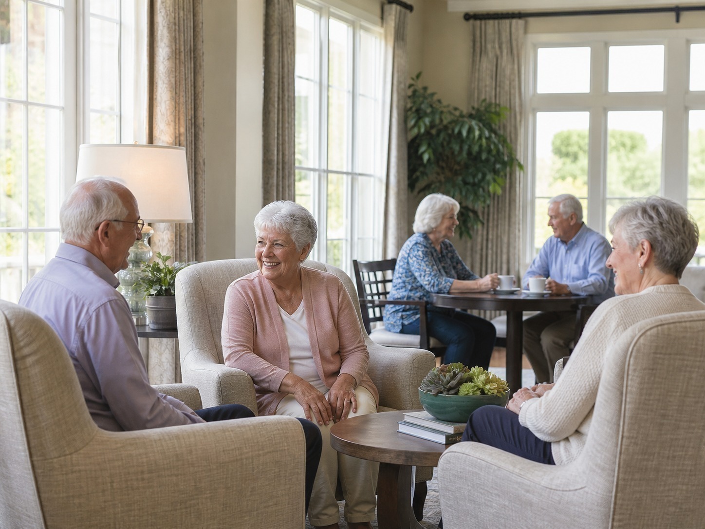 Exterior view of a modern senior living community building
