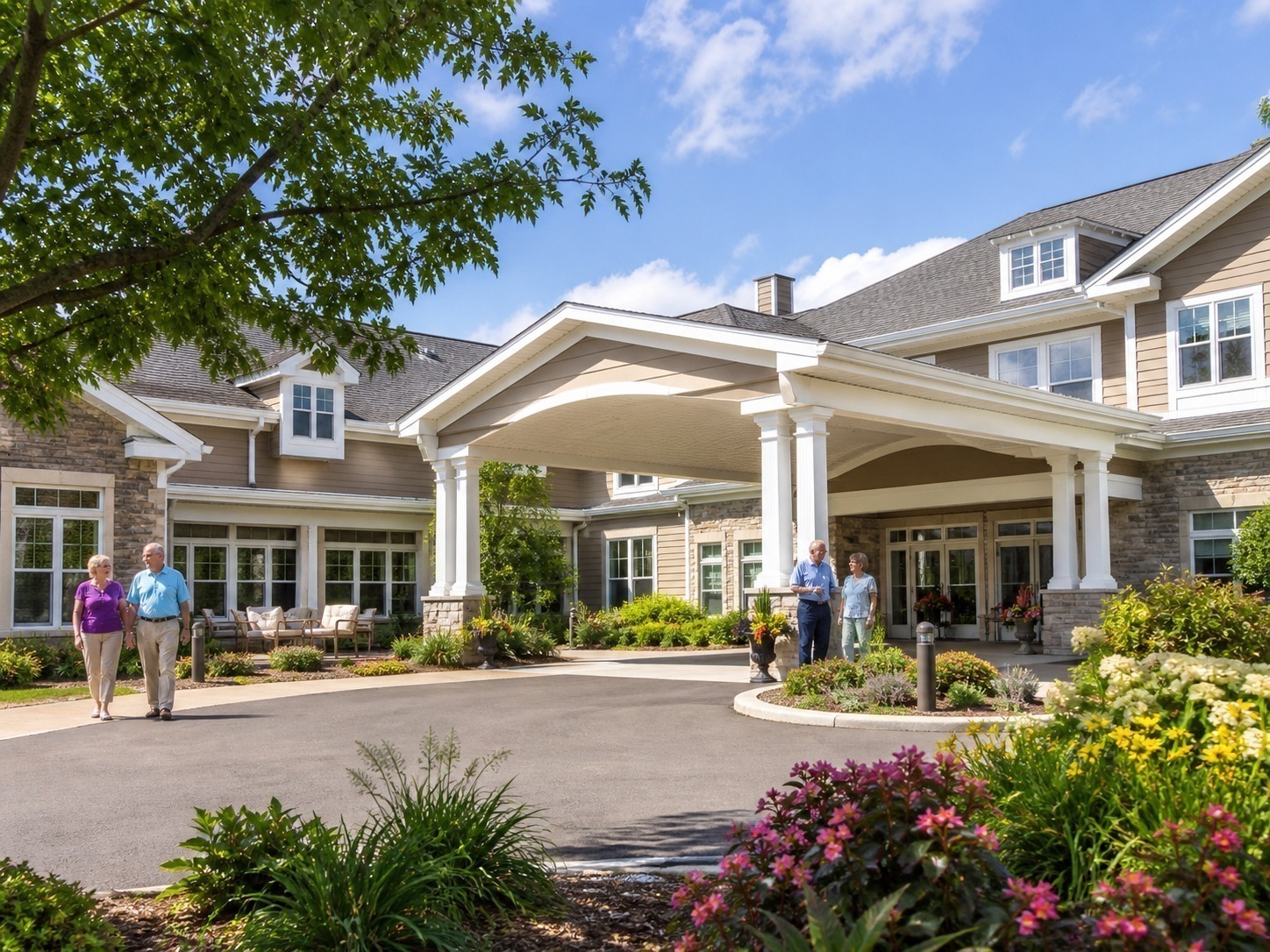 A senior living resident interacting with a robotic companion device