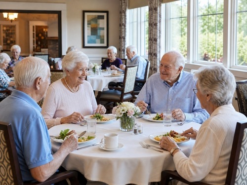 Exterior view of a senior living community campus