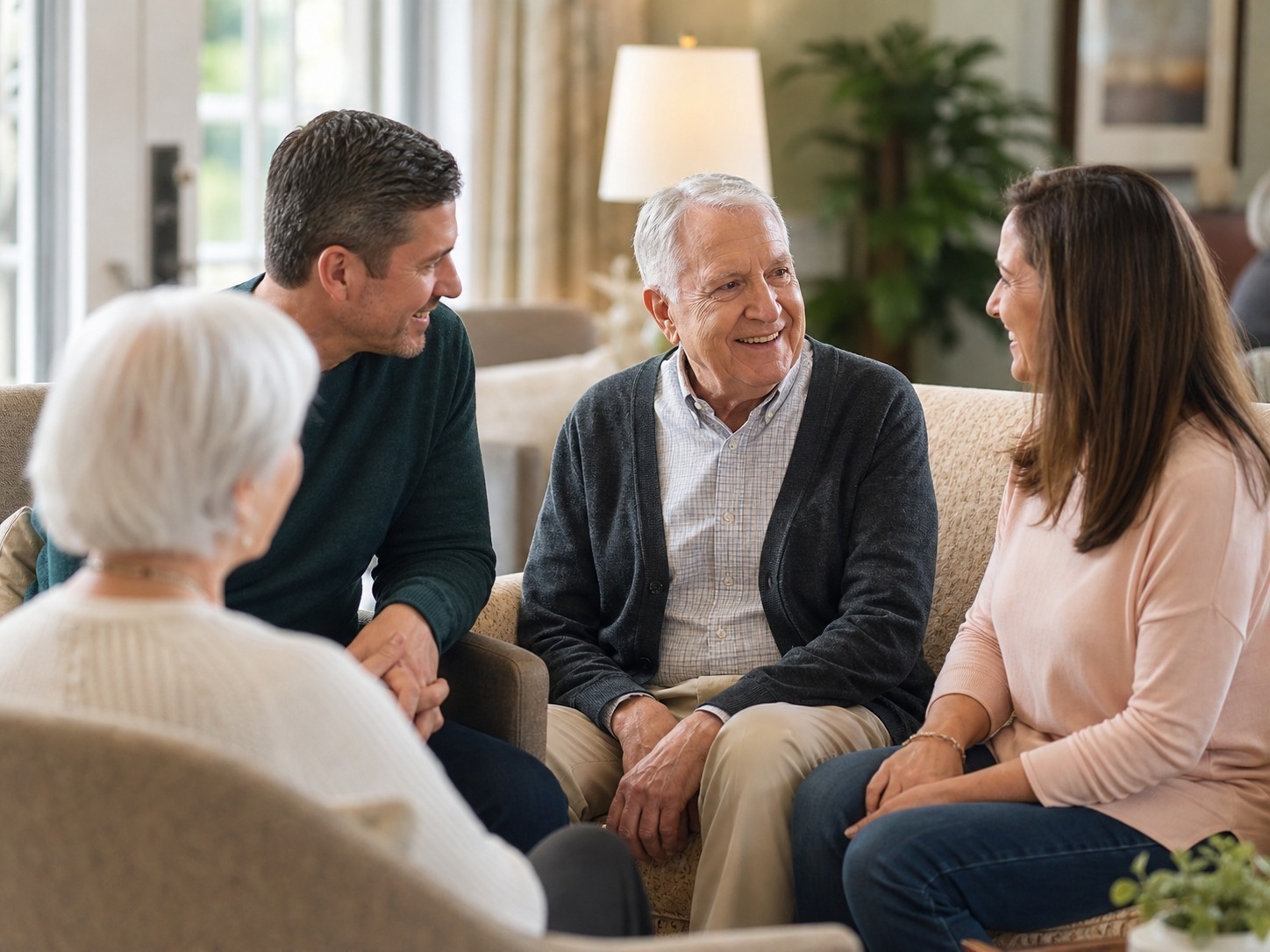 A senior living community exterior with a welcoming entrance