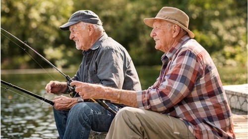 Older adult and family caregiver reviewing senior living options with an advisor